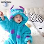 2022 Winter Baby Boy Girl Clothes Romper Onesie Newborn Toddler Sulley Cartoon Rompers Flannel Warm Soft Baby Infant Clothing