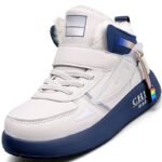 2022 Winter New PU Leather Boys Girls Plush Shoes Baby Kids Warm Casual Cotton Sneakers Children Breathable Soft Outdoor Boots