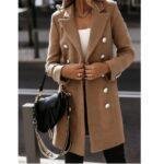 2022 hot sale autumn and winter long-sleeved suit collar double-breasted coat coat women's woolen