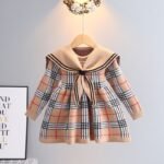 2022New Autumn Winter Girl Sweater Dress 2-6 Y Girl Knit Sweater Dress Girl Bow College Style Sweater Dress Toddler Girl Clothes