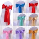 50pcs Wedding Satin Chair Sashes Ribbon Organza Bows Tie for Wedding Banquet Party Event Supplies Peach Gold Wedding Chair Belt