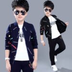 Boys Spring Children's Casual Zipper Coat Jacket Pants Long Sleeves Sports Clothing Sets Kids Young Children 4 6 7 8 9 10 12 Y