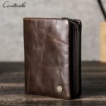 CONTATC'S New Short Wallet Men Genuine Leather RFID Bifold Wallet with Credit Card Holder Luxury Zipper Male Coin Purse Small