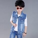 Children Clothes Boys Denim Spring Autumn Vest Kids Waistcoat Fashionable Sleeveless Outerwear School Tops Baby Boy Jacket