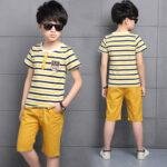 Children's Outfit Sets Boys O-Neck T-Shirt and Shorts Summer Casual Stripe T-shirts Shorts 2 Pcs Kids Boy Cotton Clothes