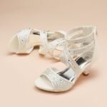 Dream Pairs Kids Girls Low Heel Sandals Sweet Party Dress Princess Sandals Rhinestones Studs Embellishment Fashion Girls Shoes