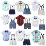 Kabeier Newborn Boy Baby Formal Set Cotton Birthday Clothes Suit for Boys Romper 3 6 9 12 18 24 Months Toddler Jumpsuit Outfits