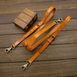 NWE Ginger leather suspender light brown with leather hook and buckle strap braces for men and women