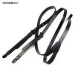 New Retro high-grade black Genuine leather suspenders men Women head skin stylish tri-clamp suspenders Braces wide 2CM