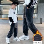 Winter Boys Pants Add Wool Fleece Cotton Teenage Thicken Jeans Trousers Children's Clothing for Kids Clothes Boys 9 To 14 Years